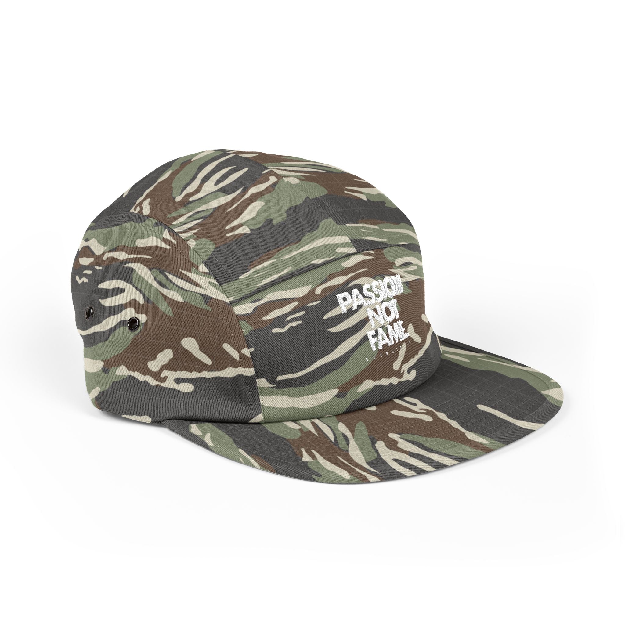 5-Panel Cap — "Passion Not Fame" Embroidered Cotton Camp Hat