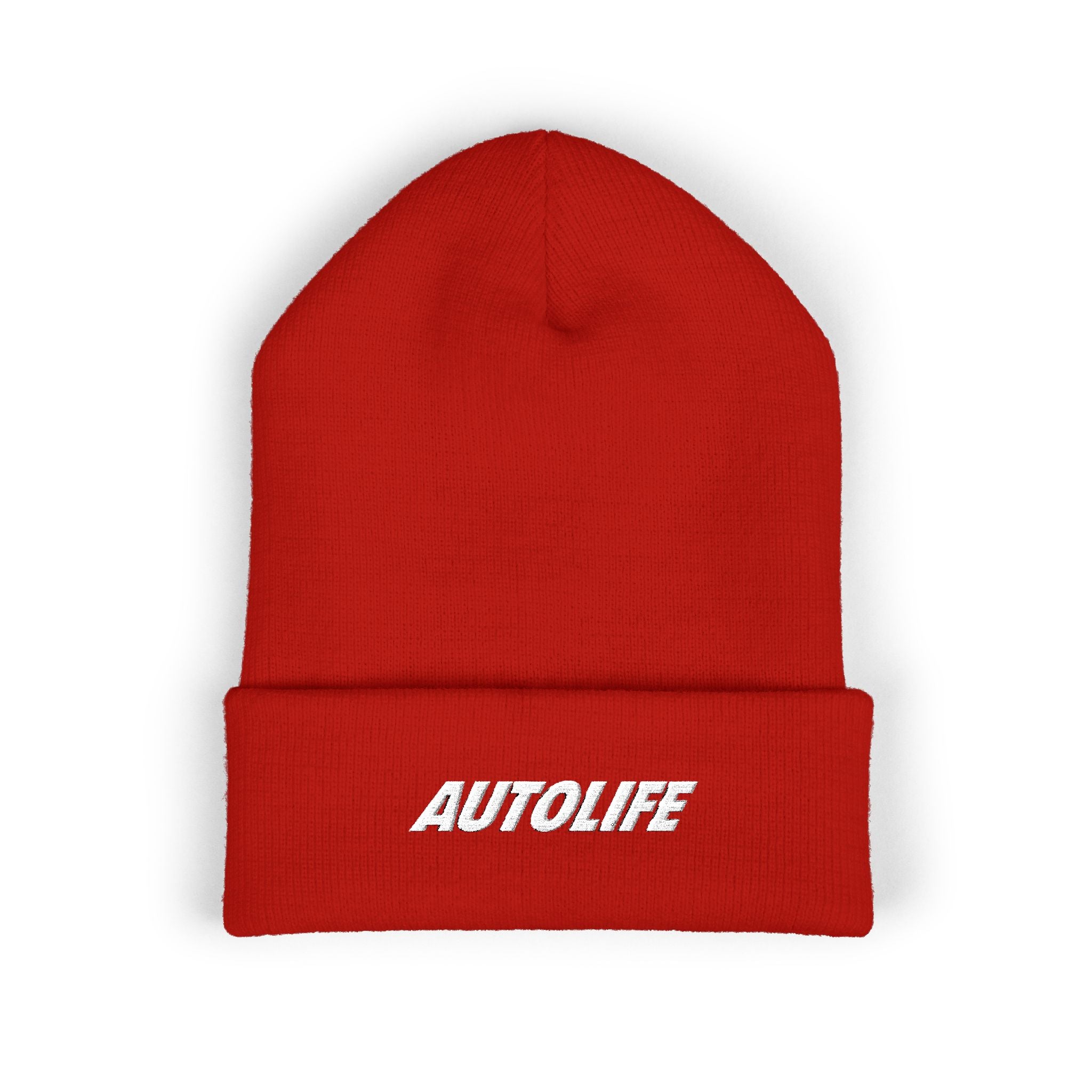 Autolife Embroidered Cuffed Beanie — Bold Yellow Car Enthusiast Hat