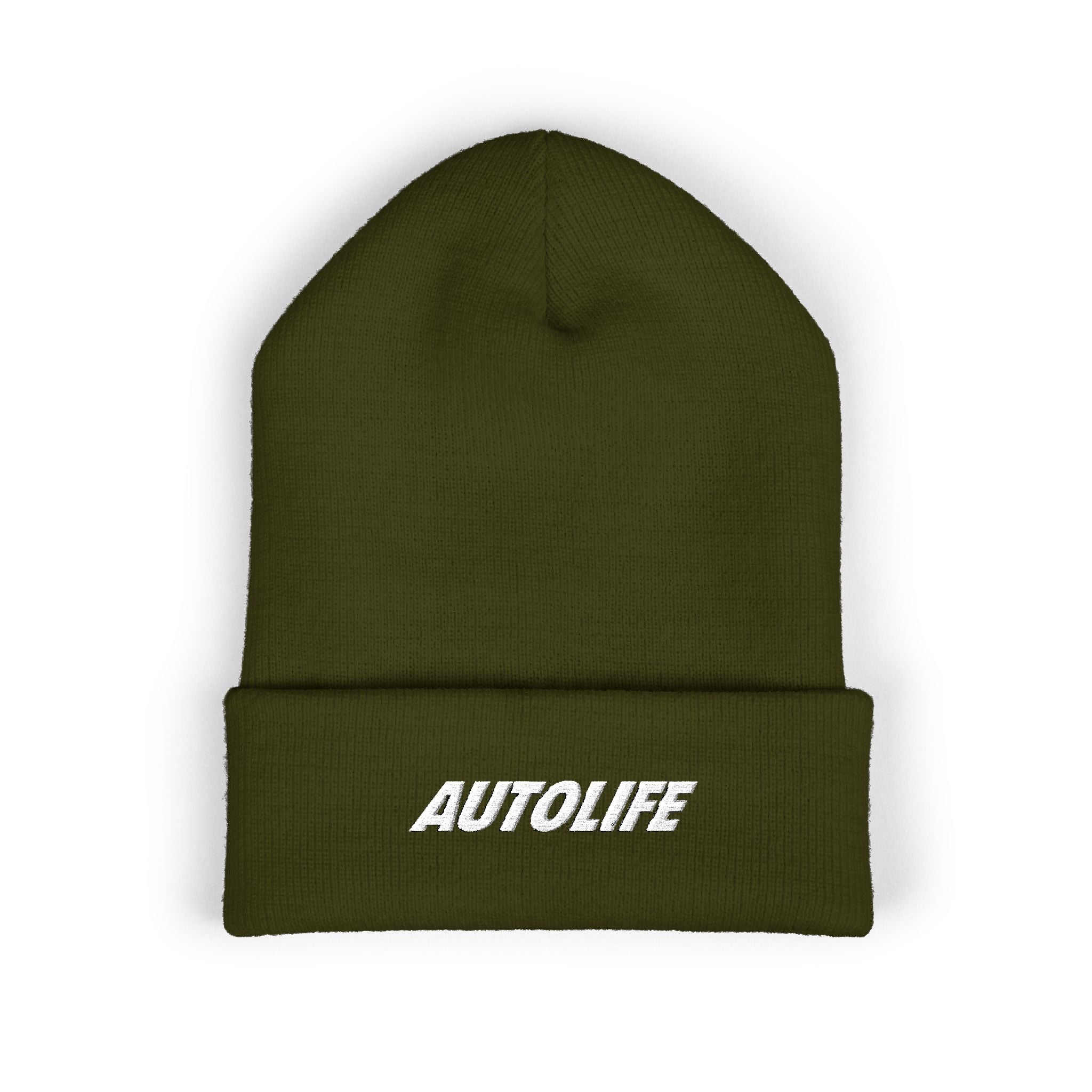 Autolife Embroidered Cuffed Beanie — Bold Yellow Car Enthusiast Hat