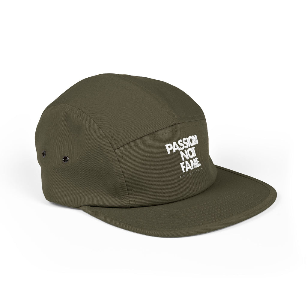 5-Panel Cap — "Passion Not Fame" Embroidered Cotton Camp Hat