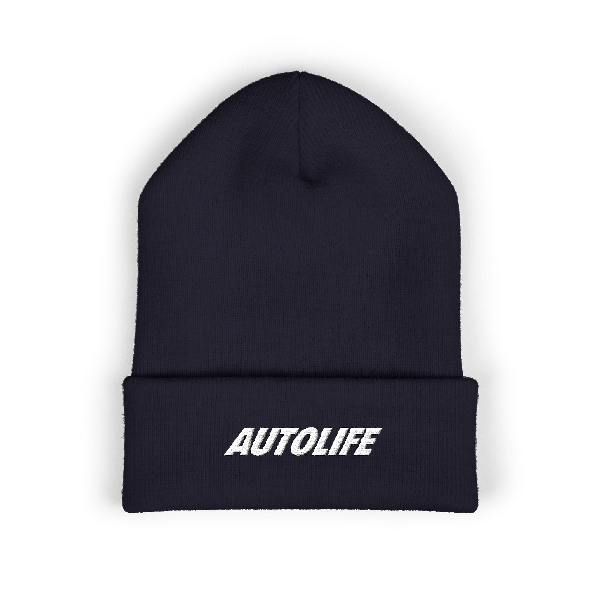 Autolife Embroidered Cuffed Beanie — Bold Yellow Car Enthusiast Hat