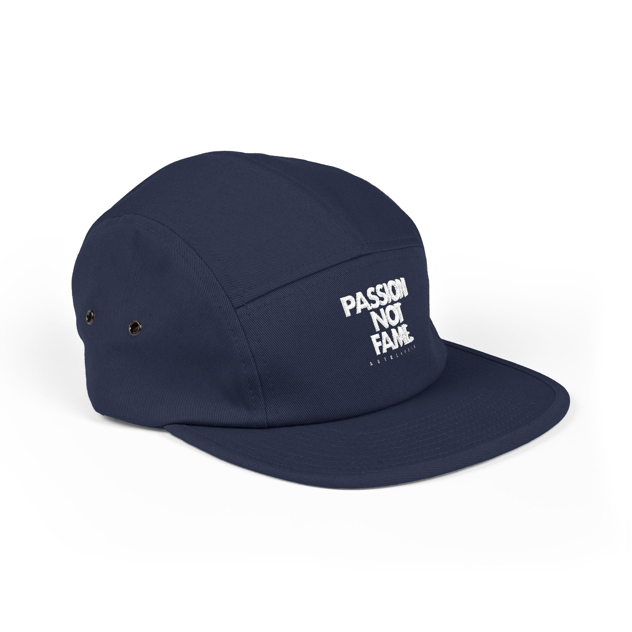 5-Panel Cap — "Passion Not Fame" Embroidered Cotton Camp Hat