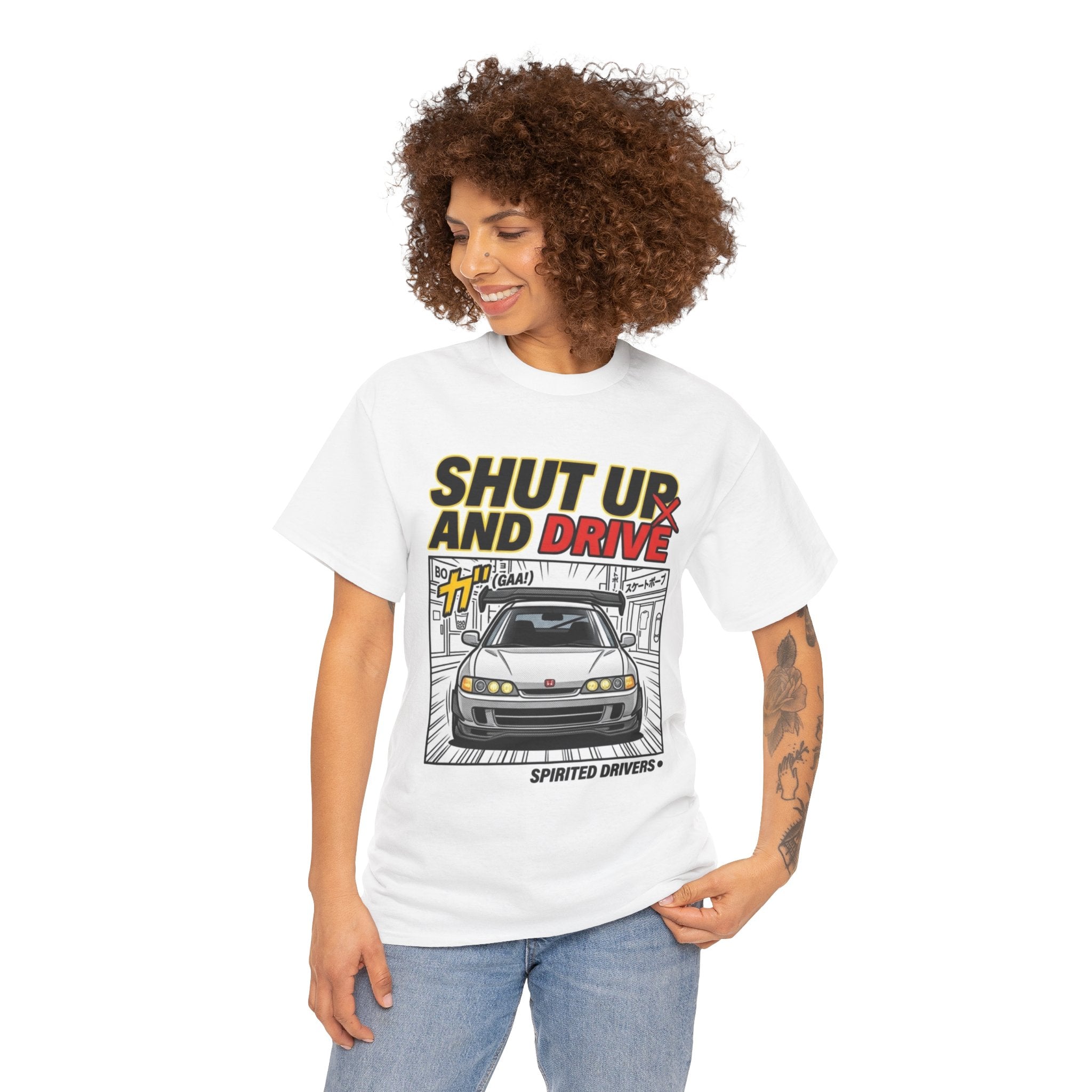 Shut Up and Drive Tee – Retro JDM Car Graphic Shirt