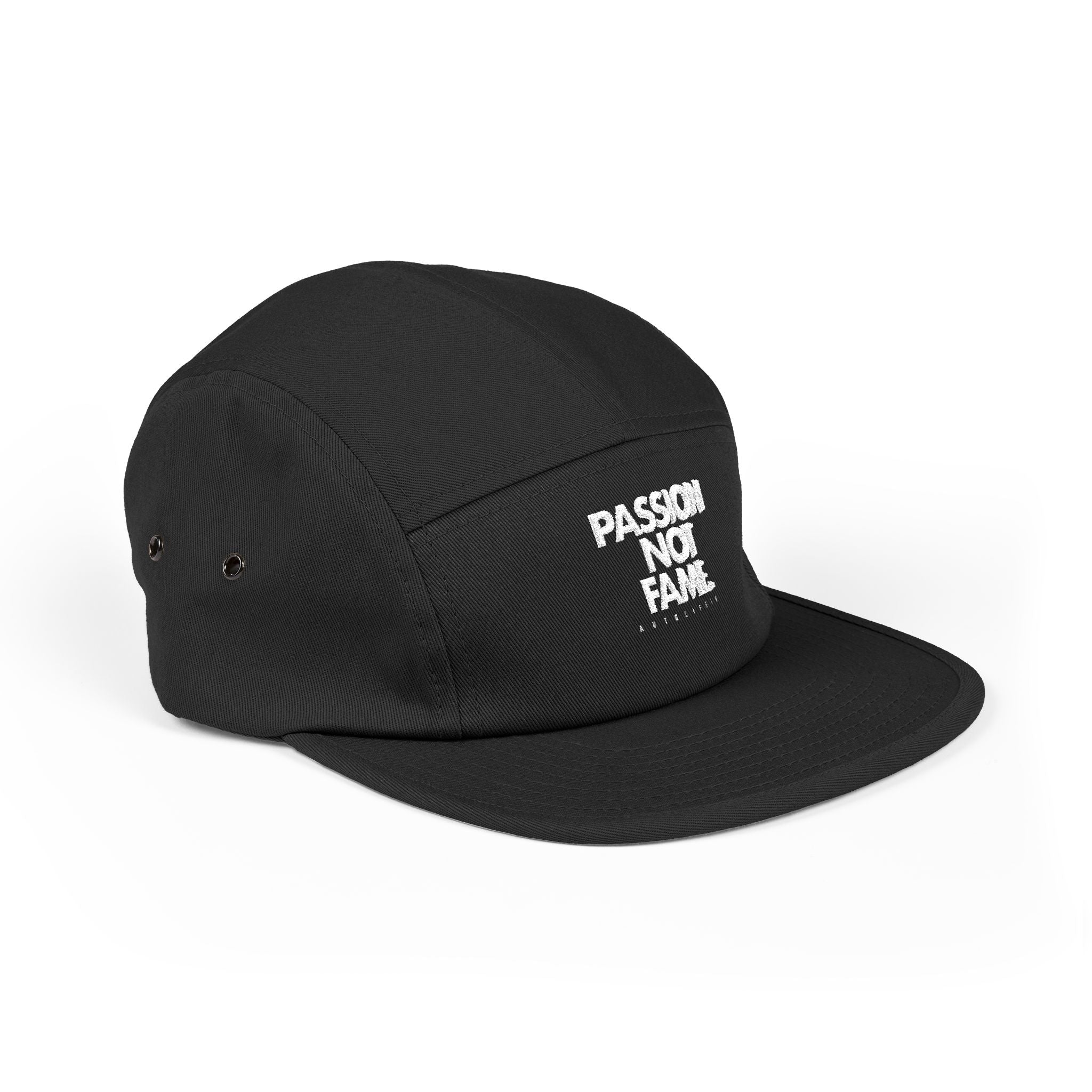 5-Panel Cap — "Passion Not Fame" Embroidered Cotton Camp Hat