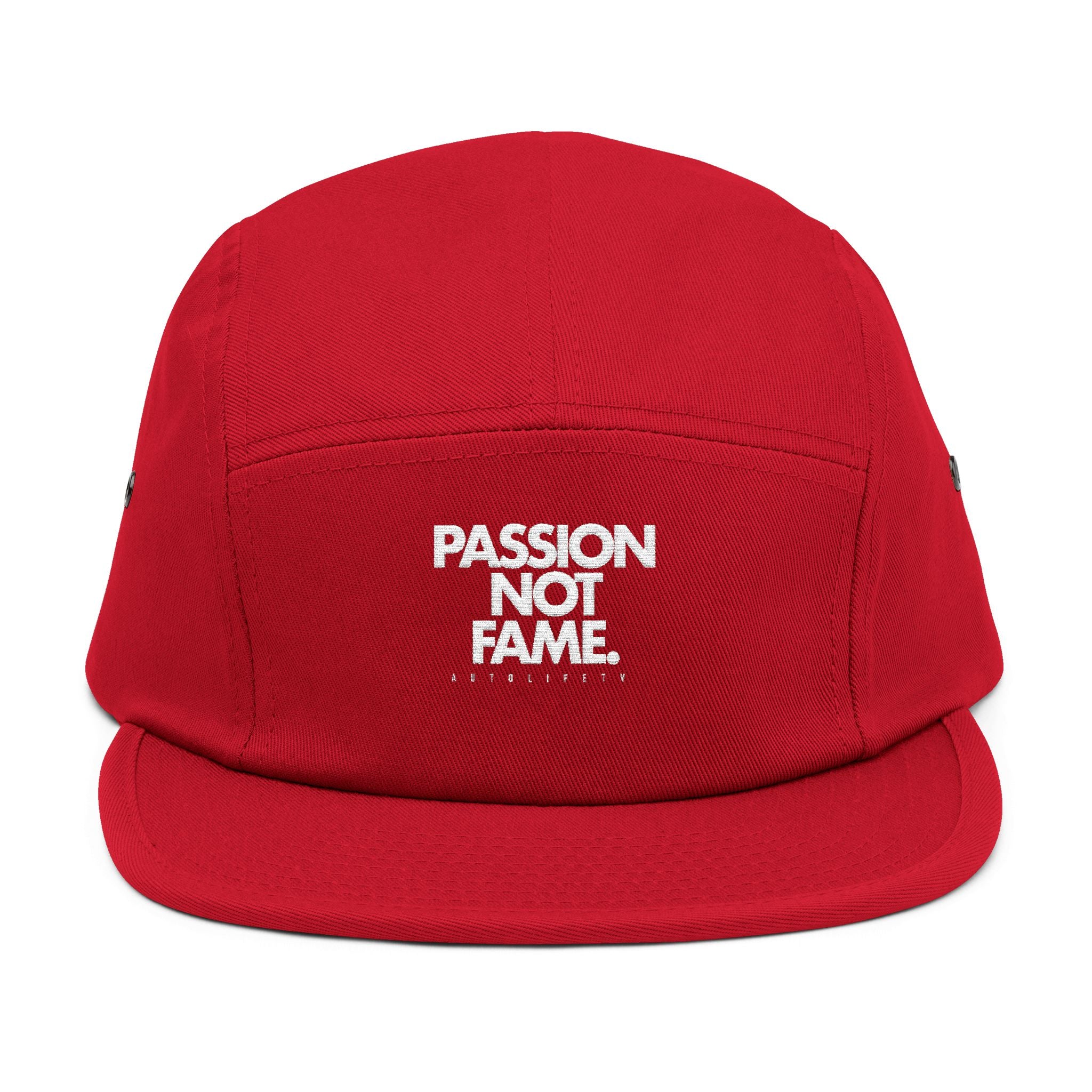 5-Panel Cap — "Passion Not Fame" Embroidered Cotton Camp Hat
