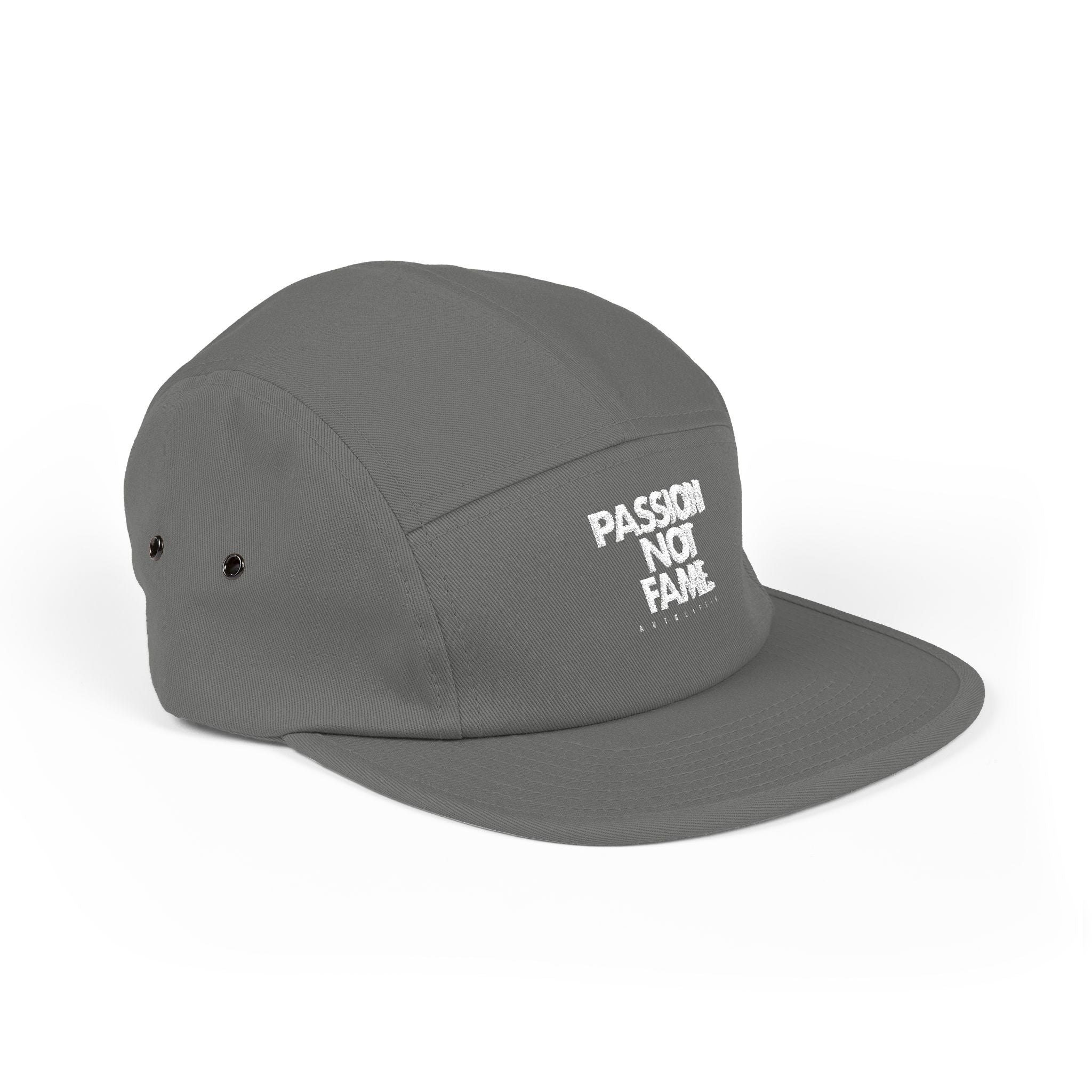 5-Panel Cap — "Passion Not Fame" Embroidered Cotton Camp Hat