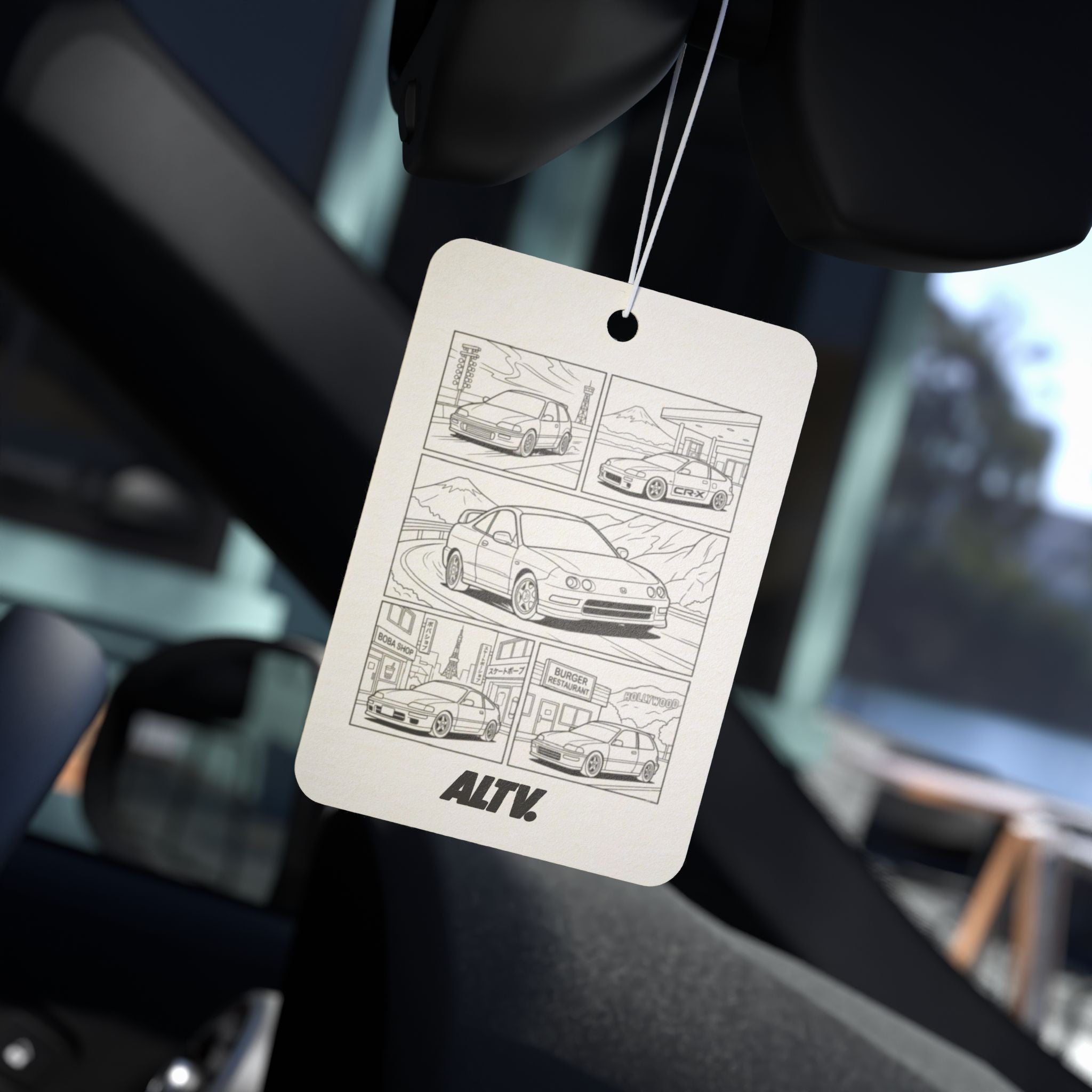 Car Air Freshener — Vintage Sports Car Sketches (Auto Enthusiast Scent Tag)